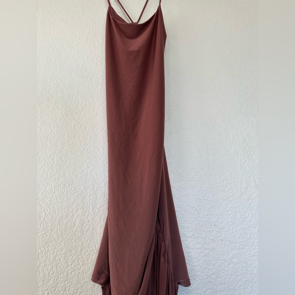 Lace up backless split back stretch dress